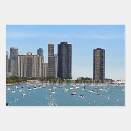 Chicago Waterfront Skyline Foto Geschenkpapier Set
