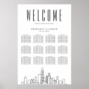 Chicago Wedding   12 Tabelle Seating Chart Poster