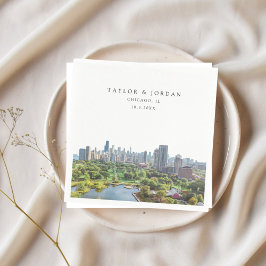 Chicago Wedding Custom Paper Cocktail Napkin Serviette