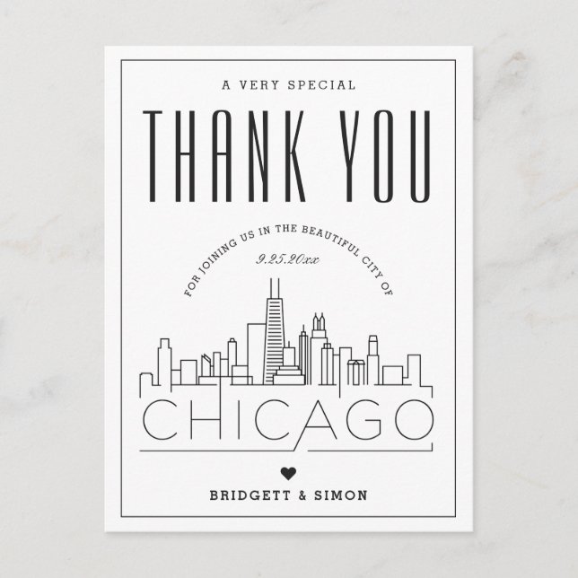 Chicago Wedding | Danke, dass du gekommen bist! Po Postkarte (Vorderseite)