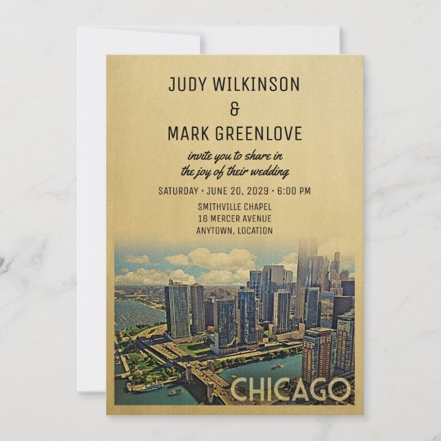 Chicago Wedding Invitation Illinois Einladung (Vorderseite)