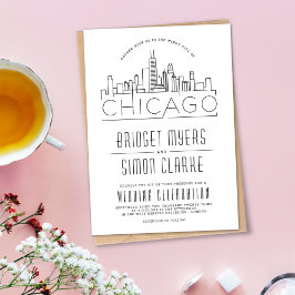 Chicago Wedding | Stilisierte Skyline-Einladung Einladung
