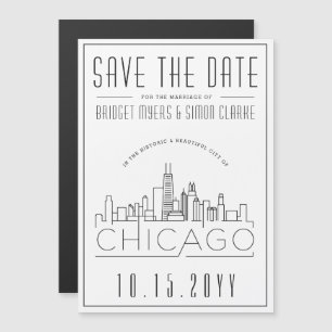 Chicago Wedding Stilisierte Skyline Save the Dat Magneteinladung