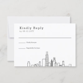 Chicago Wedding | Stilisierte Skyline-UAWG RSVP Karte