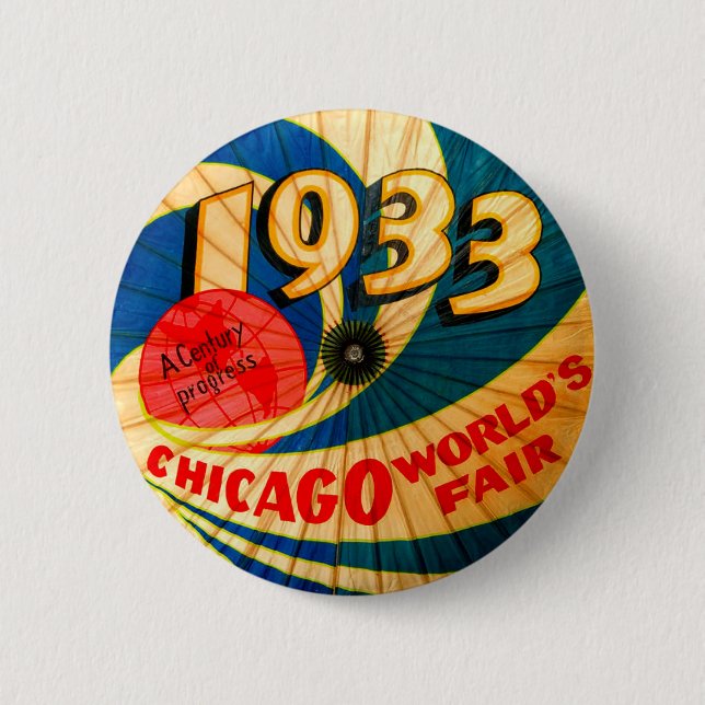Chicago-Weltmesse-Andenken-Sonnenschirm 1933 Button (Vorderseite)