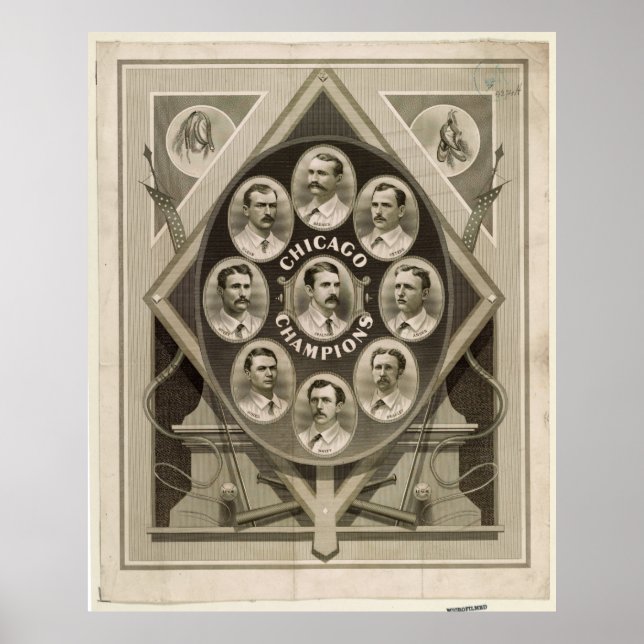 Chicago White Strumpfs Baseball Champions 1876-77 Poster (Vorne)