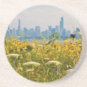 Chicago, wie vom Vogel Montrose Hafens gesehen Getränkeuntersetzer