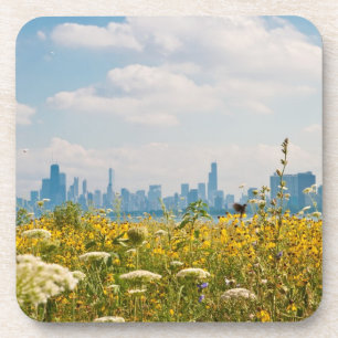Chicago, wie vom Vogel Montrose Hafens gesehen Getränkeuntersetzer