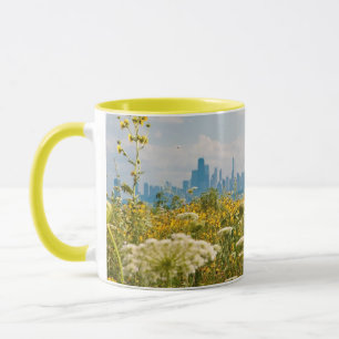 Chicago, wie vom Vogel Montrose Hafens gesehen Tasse