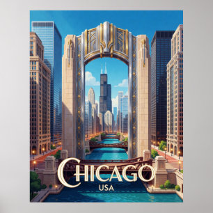 Chicago Willis Tower Moderne Stadtlandschaft Poster