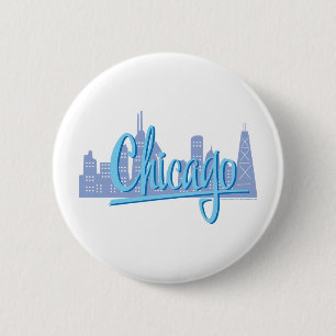 Chicago Windy City Skyline Button