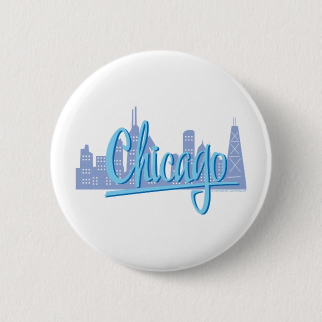 Chicago Windy City Skyline Button (Vorderseite)