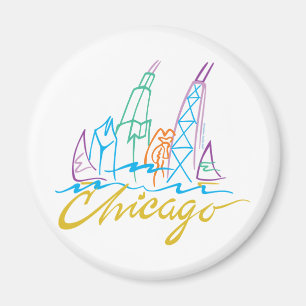 Chicago Windy City Skyline Magnet