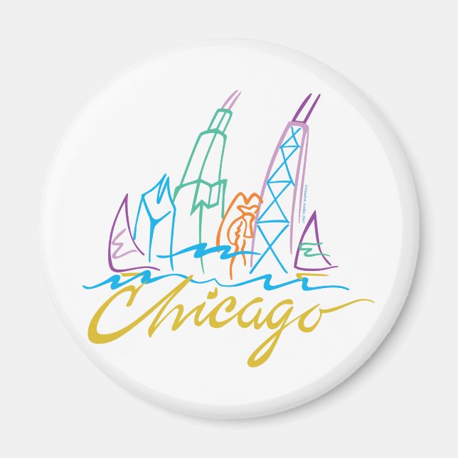 Chicago Windy City Skyline Magnet (Vorne)