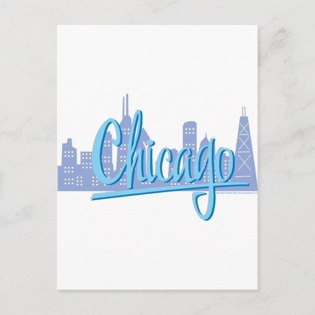 Chicago Windy City Skyline Postkarte (Vorderseite)