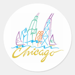 Chicago Windy City Skyline Runder Aufkleber