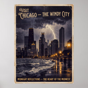 Chicago Windy City Vintage Noir Reise Poster