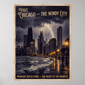 Chicago Windy City Vintage Noir Reise Poster