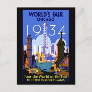 Chicago World Fair 1934 Postkarte