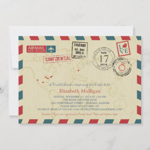 Chicago World Traveler Airmail   Brautparty Einladung