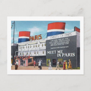 Chicago World's Fair 1933 Streets of Paris Vintag Postkarte