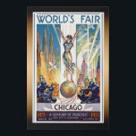 Chicago World's Fair 1933 - Vintag Retro Art Deco Künstlicher Leinwanddruck<br><div class="desc">Wunderschönes Vintages Retro Art Deco Poster von der Weltmesse 1933 - Ein Jahrhundert des Fortschritts,  das die auf der Erde stehende Frau unter Skylines,  Flugzeugen und Blimps zeigt.</div>
