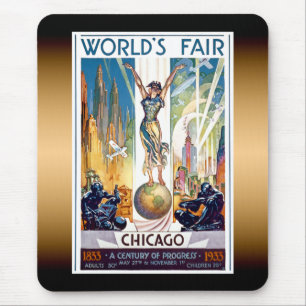 Chicago World's Fair 1933 - Vintag Retro Art Deco Mousepad