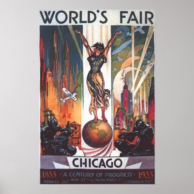Chicago World's Fair 1933 Vintage Poster (Vorne)