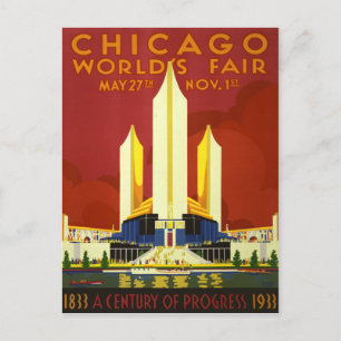 Chicago World's Fair 1933 Vintage Travel Poster Postkarte