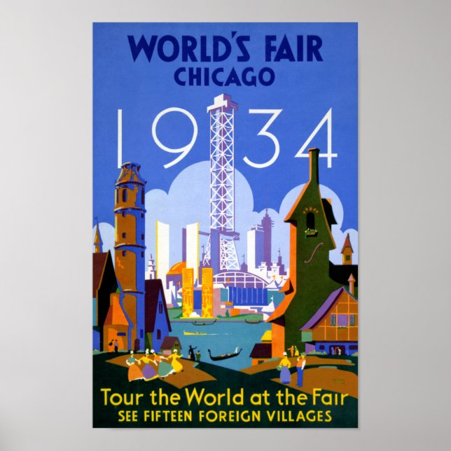 Chicago World's Fair 1934 Vintage Travel Poster (Vorne)