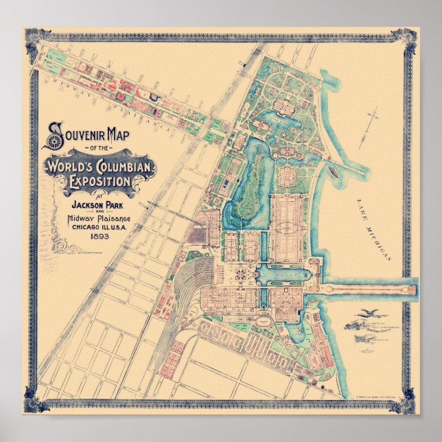 Chicago World's Fair - Columbian Exposition Map - Poster (Vorne)