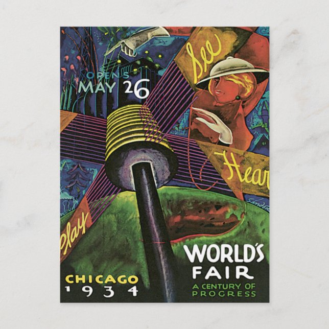 Chicago World's Fair US Vintage Travel Postkarte (Vorderseite)