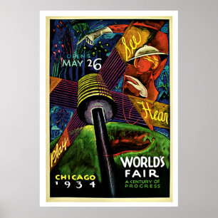 Chicago World's Fair Vintag 1934 Poster