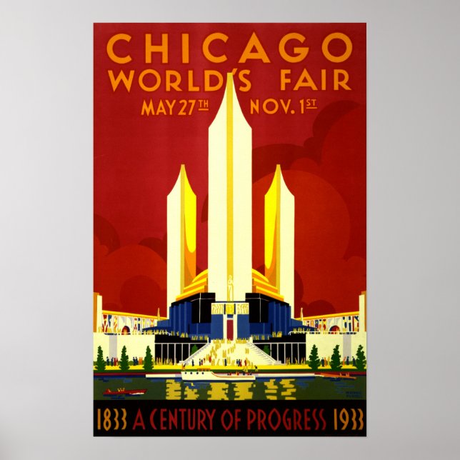 Chicago World's Fair Vintage Travel Poster (Vorne)