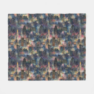 Chicago zu Weihnachten und Neujahr: Wasserfarben Fleecedecke