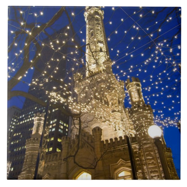 Chicago zur Weihnachtszeit Fliese (Vorderseite)