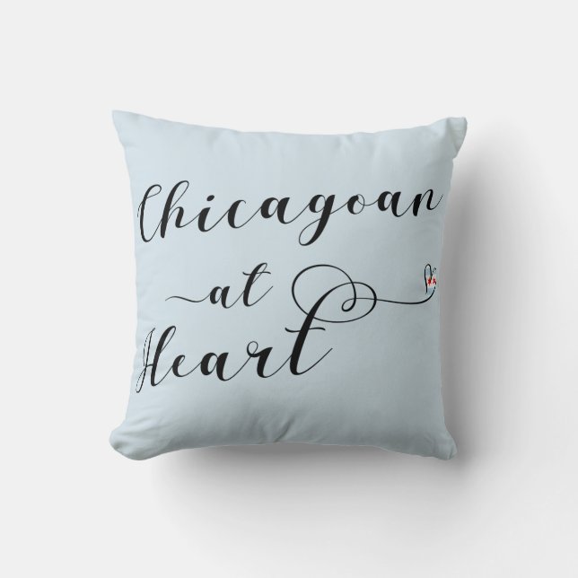 Chicagoan bei Heart Throw Cushion, Chicago Kissen (Vorderseite)
