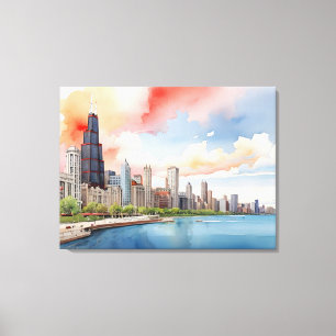 Chicagoer Aquarellkunst Leinwanddruck