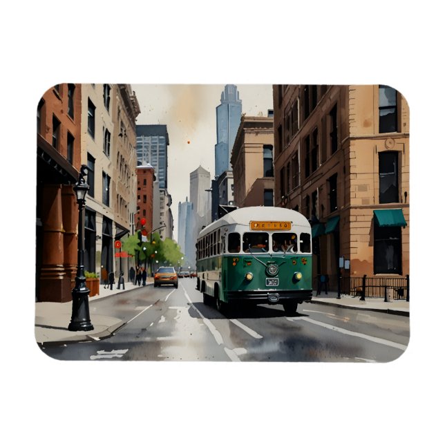 Chicagoer Aquarellkunst Magnet (Horizontal)