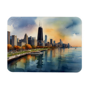Chicagoer Aquarellkunst Magnet