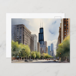 Chicagoer Aquarellkunst Postkarte