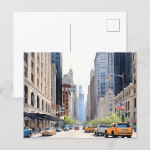 Chicagoer Aquarellkunst Postkarte