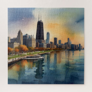 Chicagoer Aquarellkunst Puzzle