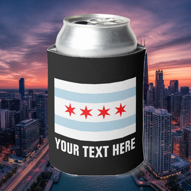 Chicagoer Flagge kann Kühler | Eigener Bierhalter Dosenkühler (Chicago city flag can cooler)