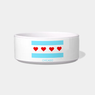 Chicagoer Flagge mit Hearts Pet Bowl Napf