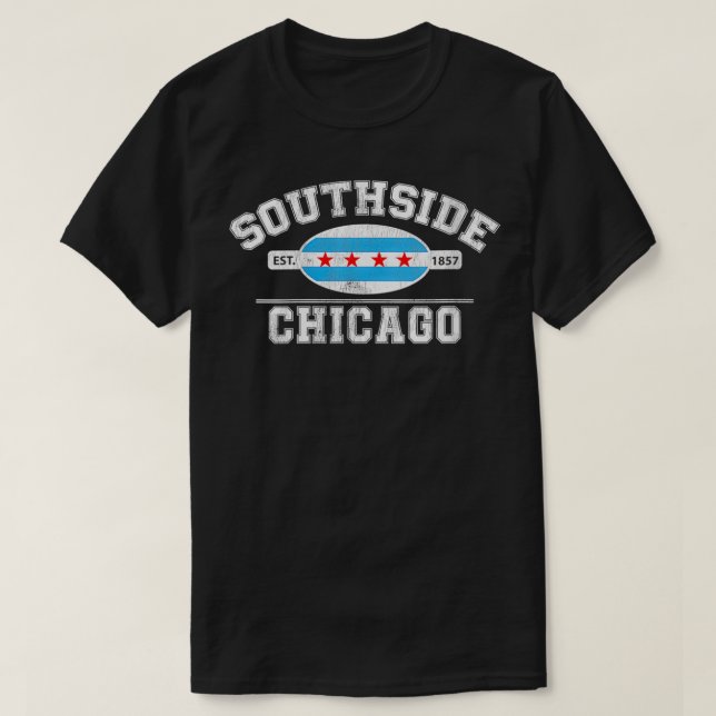 Chicagoer Flagge Southside Chicago City of Chic T-Shirt (Design vorne)