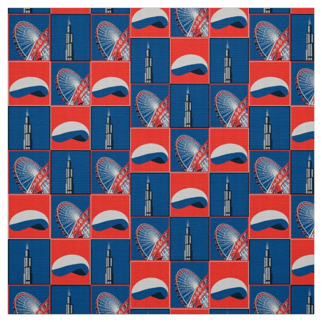 Chicagoer Sehenswürdigkeiten Stoff (Muster)