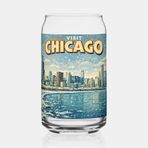 Chicagoer Skyline und Lake Michigan im Winter  Dosenglas