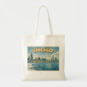 Chicagoer Skyline und Lake Michigan im Winter Tragetasche