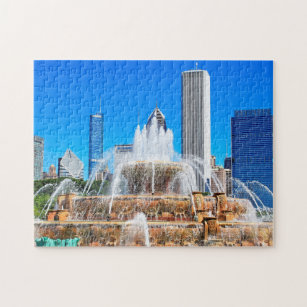Chicagoer Springbrunnen im Sommer Foto Puzzle